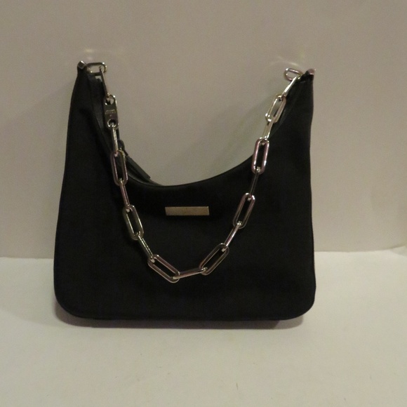 black gucci bag with silver chain